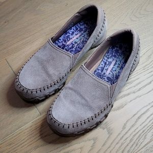 Skechers Womens Beige Bikers Neverland Relaxed Fit Memory Foam Slip On Shoes